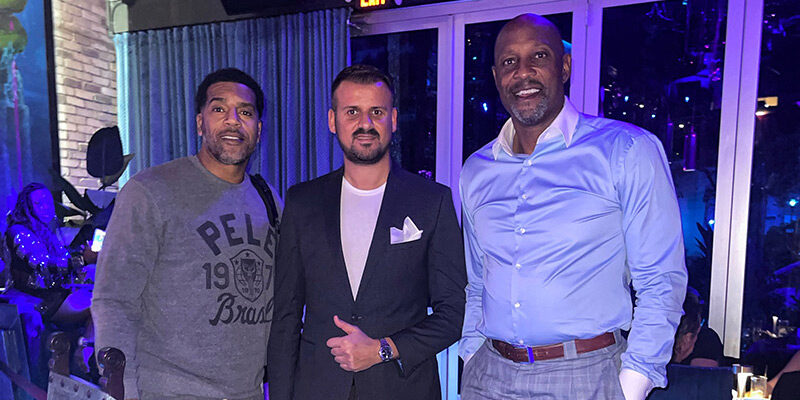 Jim Jackson and Alonzo Mourning at WET Miami